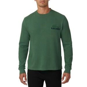 Lacoste Men's Croc Thermal Waffle Sleep Shirt, Dark Green, L